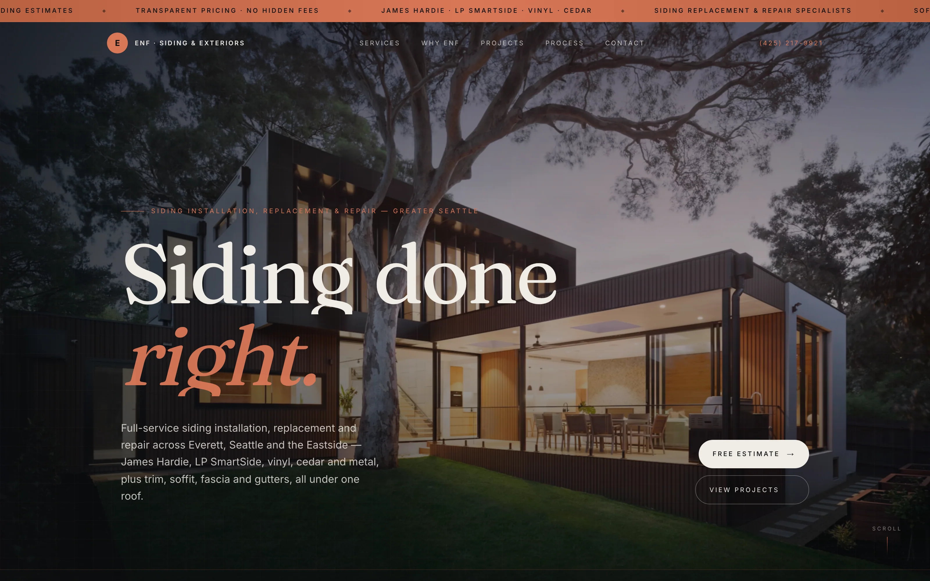 ENF Siding & Exteriors — website by Nightwork Studio